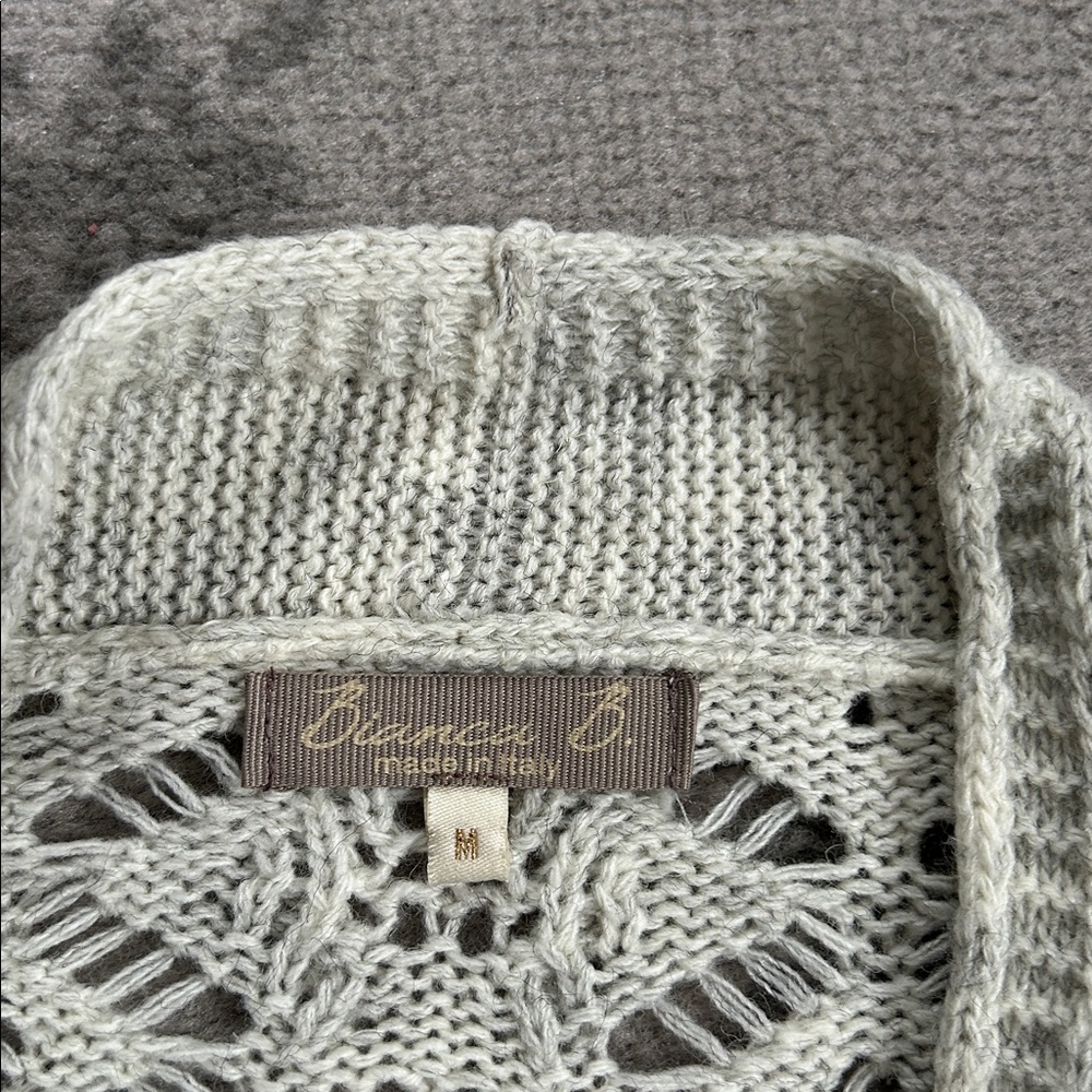 Bianca B Tan Italian  Knit Cardigan with Lace Back Detail - Picture 4 of 9
